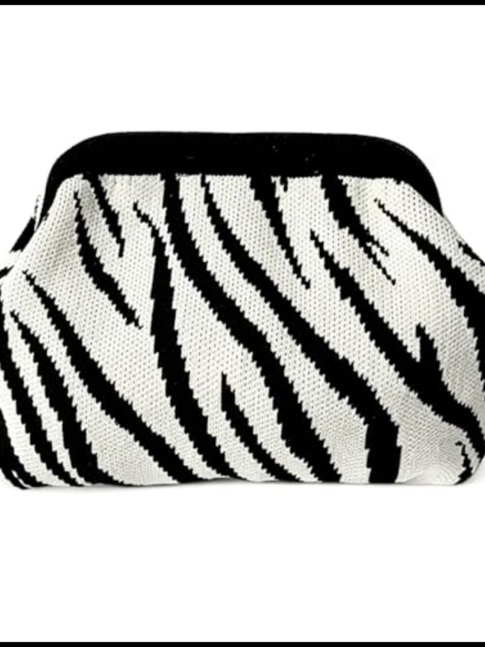 Knit Crochet Striped Evening Clutch with Detachable Crossbody Strap
